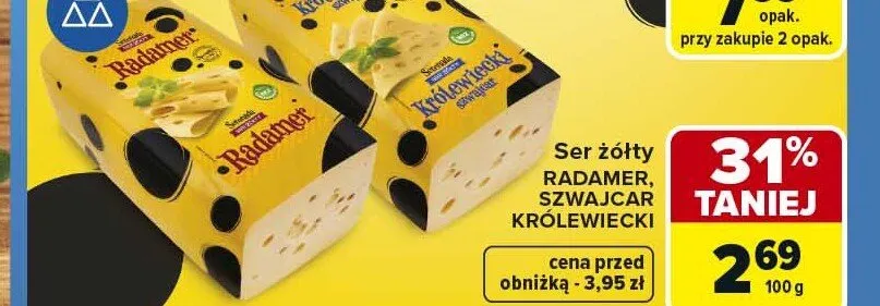 Ser żółty Serenada Szwajcar Królewiecki promocja w Carrefour