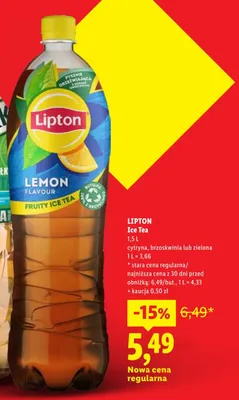 Napój herbaciany Lipton Ice Tea brzoskwinia promocja w Lidl