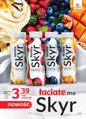 Jogurt pitny typu islandzkiego Łaciate Skyr waniliowy promocja w Selgros