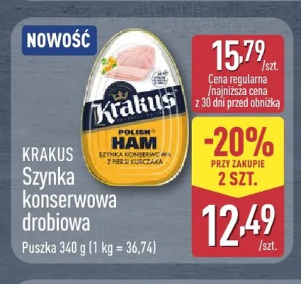 Szynka konserwowa drobiowa Krakus promocja w Aldi