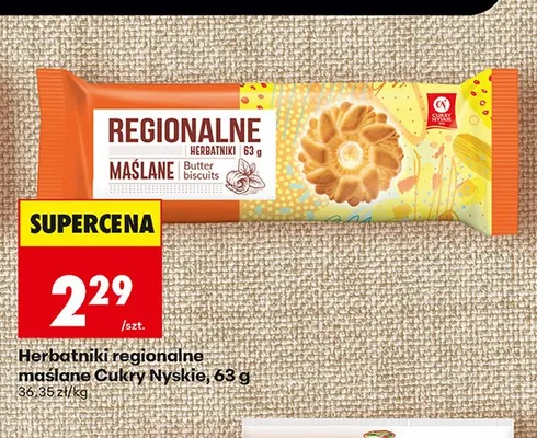 Herbatniki regionalne maślane Cukry Nyskie promocja w Biedronka