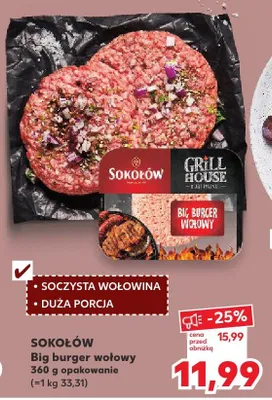 Big burger wołowy Sokołów Grill House promocja w Kaufland
