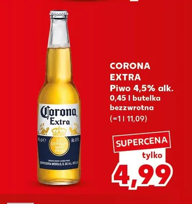 Piwo Corona Extra 4,5% promocja w Kaufland