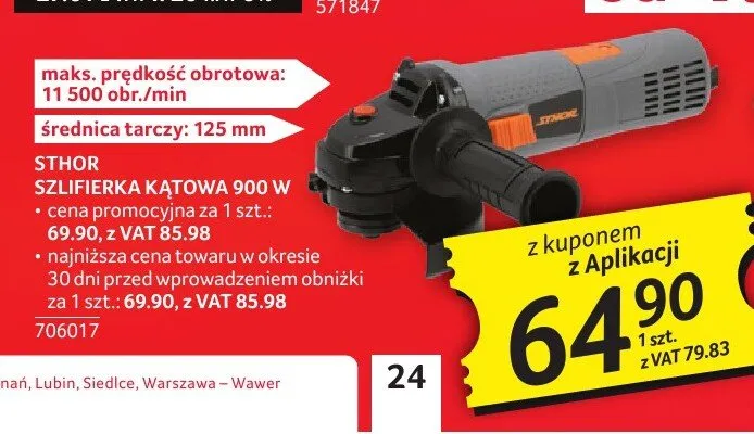 Szlifierka kątowa STHOR 900W promocja w Selgros