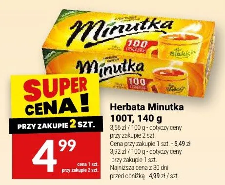 Herbata Minutka 100T promocja w Twój Market