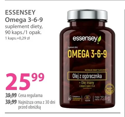 Suplement diety Essensey Omega 3-6-9 promocja w Hebe