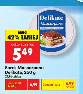 Serek Mascarpone Delikate promocja w Biedronka