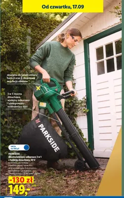 Akumulatorowy odkurzacz 3 w 1 z funkcją dmuchawy Parkside promocja w Lidl