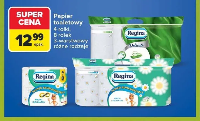 Papier toaletowy Regina Delicate 3-warstwowy promocja w Carrefour