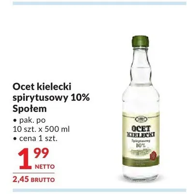 Ocet kielecki spirytusowy 10% Społem promocja w Makro