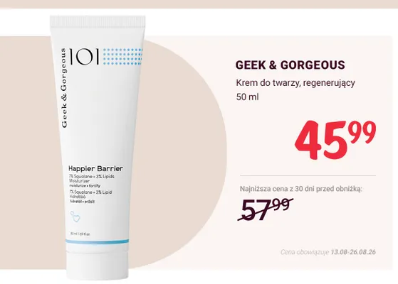 Krem do twarzy regenerujący Geek & Gorgeous Happier Barrier promocja w Rossmann