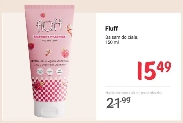 Balsam do ciała Fluff Raspberry Milkshake promocja w Rossmann