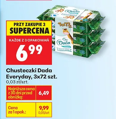Chusteczki dla dzieci Dada Everyday promocja w Biedronka