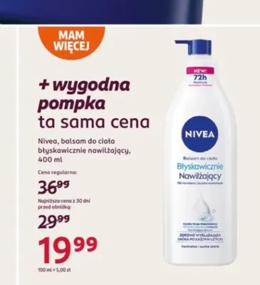 Balsam do ciała błyskawicznie nawilżający Nivea promocja w Rossmann