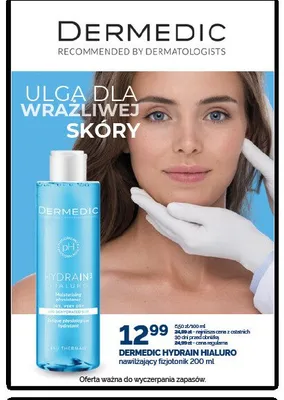 Nawilżający fizjotonik DERMEDIC HYDRAIN HIALURO 200ml promocja w Ziko Dermo