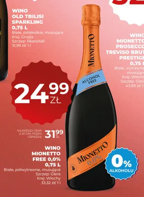 Wino bezalkoholowe Mionetto Free półwytrawne promocja w Duży Ben