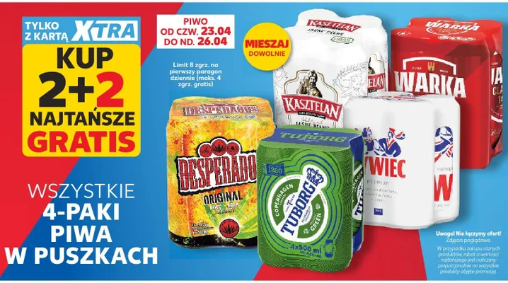 Piwo w puszkach wszystkie 4-paki promocja w Kaufland
