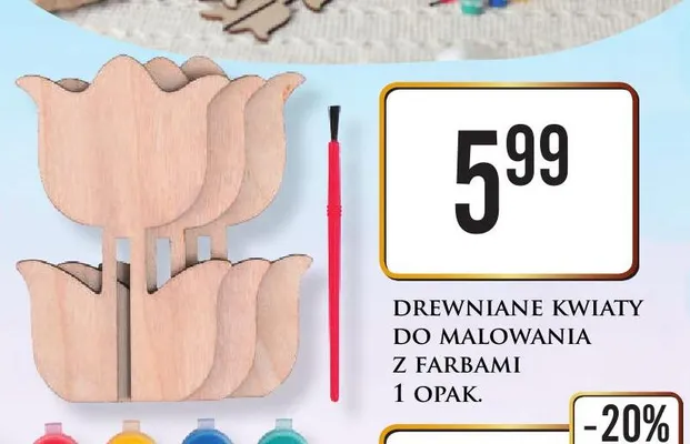Drewniane kwiaty do malowania z farbami Dino promocja w Dino
