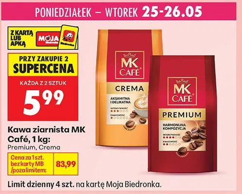 Kawa ziarnista MK Café Premium promocja w Biedronka