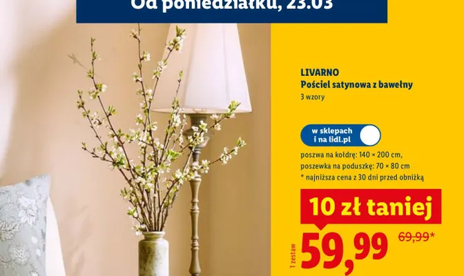 Pościel satynowa z bawełny 140×200cm promocja w Lidl