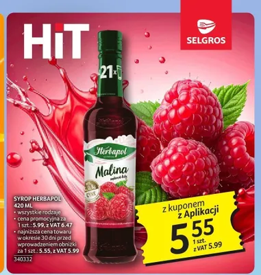 Syrop malinowy Herbapol promocja w Selgros