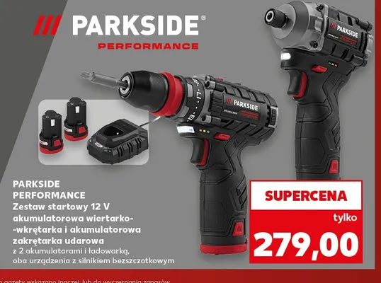 Zestaw startowy akumulatorowa wiertarko-wkrętarka i akumulatorowa zakrętarka udarowa Parkside Performance promocja w Kaufland
