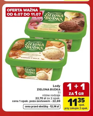 Lody Zielona Budka karmel z solą promocja w Carrefour Market