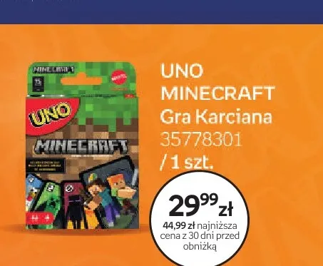 Gra karciana UNO Minecraft promocja w Empik