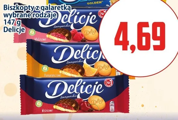 Biszkopty z galaretką Delicje Szampańskie malinowe promocja w Kupiec