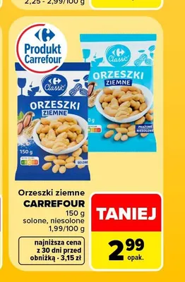 Orzeszki ziemne Carrefour niesolone promocja w Carrefour