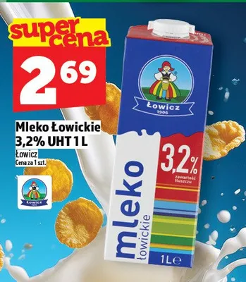 Mleko Łowickie 3,2% UHT promocja w TOPAZ