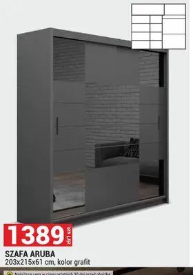 Szafa Aruba 203x215x61cm kolor grafit promocja w Merkury Market