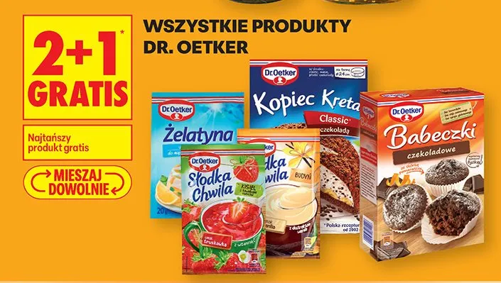 Wszystkie produkty Dr. Oetker 2+1 GRATIS promocja w Biedronka