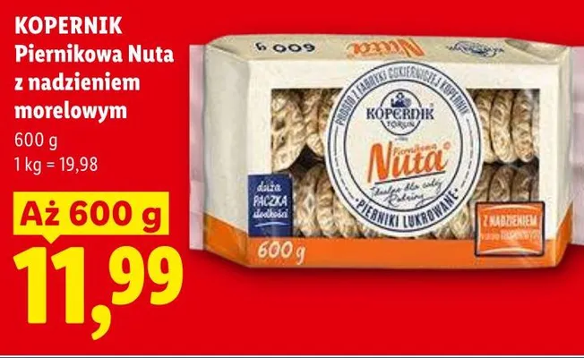 Piernikowa Nuta z nadzieniem morelowym KOPERNIK promocja w Lidl