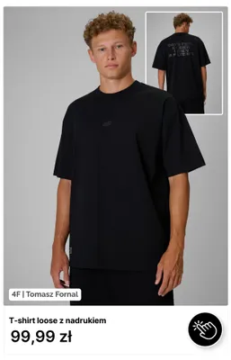T-shirt loose z nadrukiem 4F promocja w 4F
