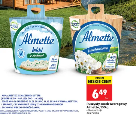 Puszysty serek twarogowy Almette lekki z ziołami promocja w Biedronka