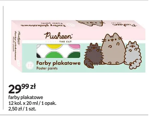 Farby plakatowe Pusheen 12 kolorów promocja w Empik