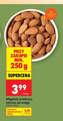 Migdały prażone solone na wagę promocja w Biedronka