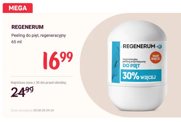 Peeling do pięt regeneracyjny Regenerum promocja w Rossmann