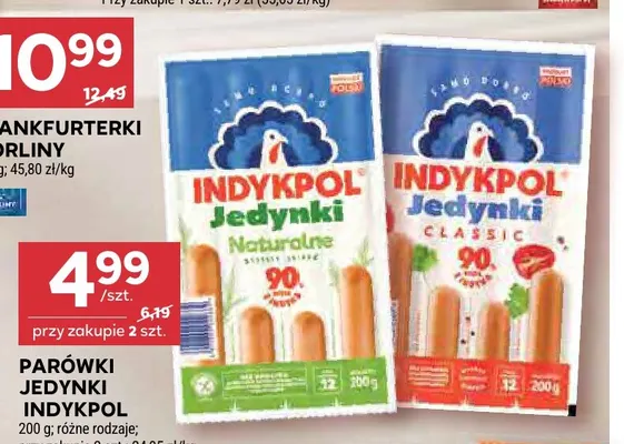 Parówki Indykpol Jedynki Naturalne promocja w Stokrotka