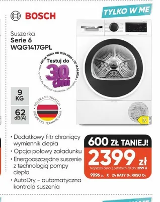 Suszarka BOSCH Serie 6 WQG1417GPL promocja w Max Elektro