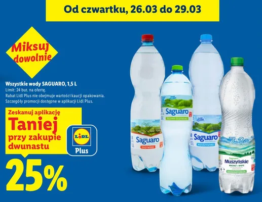 Wszystkie wody Saguaro -25% promocja w Lidl