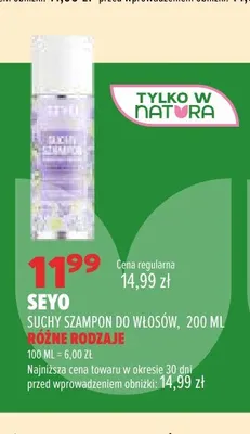 Suchy szampon do włosów Seyo promocja w Drogerie Natura
