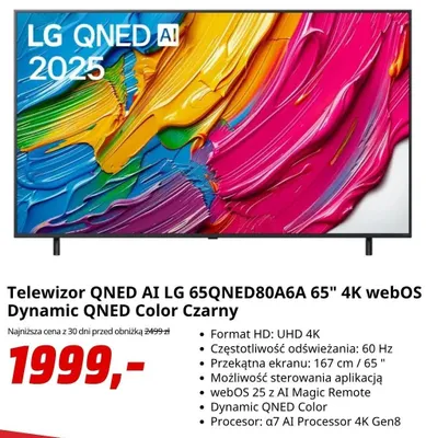 Telewizor LG QNED AI 65" promocja w Media Markt