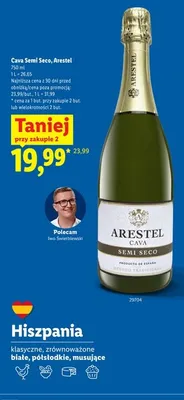Wino musujące Cava semi seco Arestel promocja w Lidl