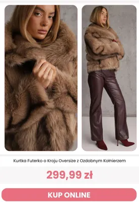 Kurtka futerko o kroju oversize z ozdobnym kołnierzem Reneé promocja w Renee