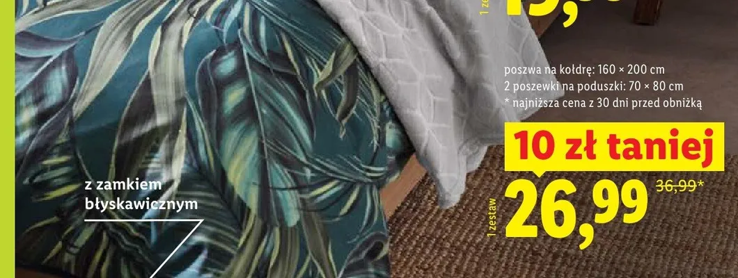 Zestaw pościeli z zamkiem błyskawicznym poszwa na kołdrę 160x200 cm 2 poszewki na poduszki 70x80 cm promocja w Lidl