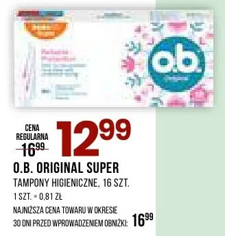 Tampony higieniczne Original Super, 16 szt. promocja w Drogerie Natura