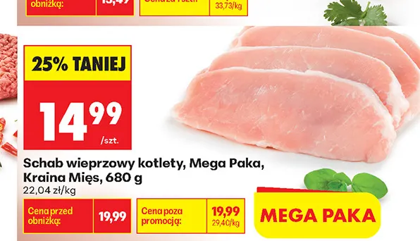 Schab wieprzowy kotlety Mega Paka Kraina Mięs promocja w Biedronka