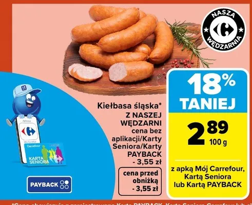 Kiełbasa śląska z naszej wędzarni promocja w Carrefour Market
